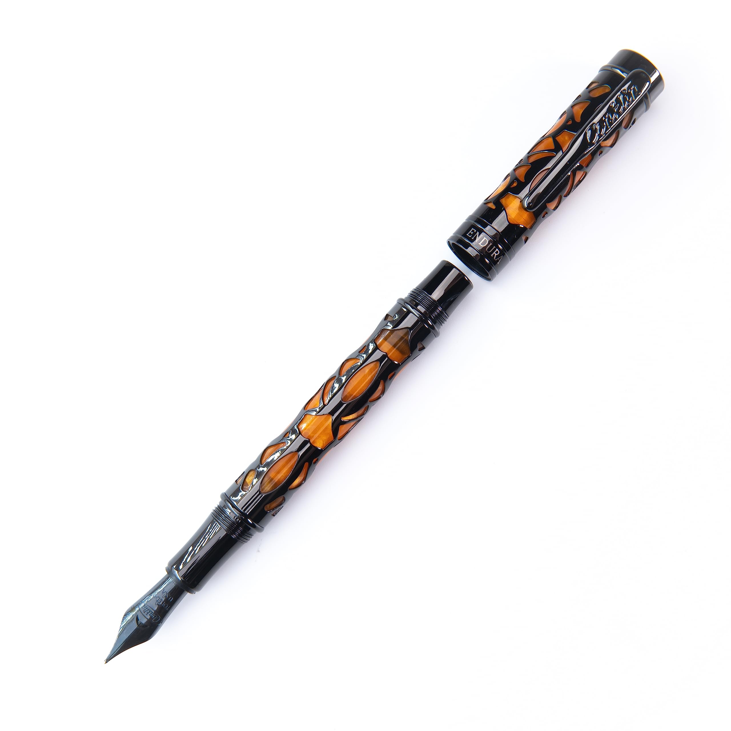 新品コンクリン エンデューラ デコクレスト 万年筆 オレンジ色 Amazon | Conklin Endura Deco Crest 万年筆 オレンジ 極細